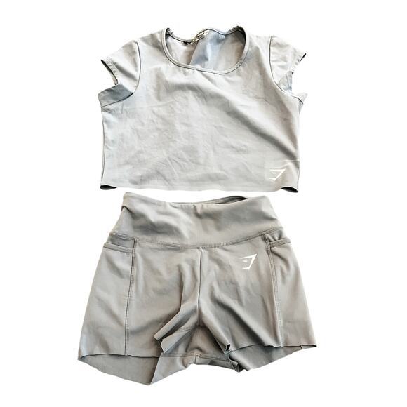 Gymshark High Waist Cargo Biker Shorts Small Blue Steele Compression - Picture 6 of 6